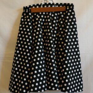 Black Butterfly Retro Black and White Polka Dot Swing Skirt Girls 26" Waist